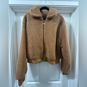 Woman’s Size XXL Brown Teddy Zip-Up Jacket